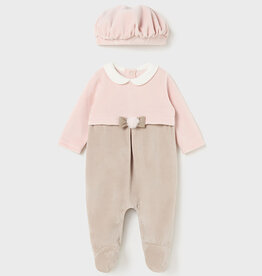 Mayoral Blush Bodysuit with Accent Waist and Beret