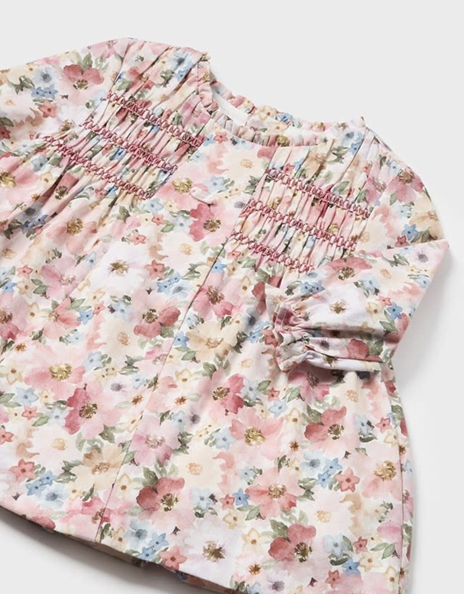 Mayoral Pink Floral Dress with Smock