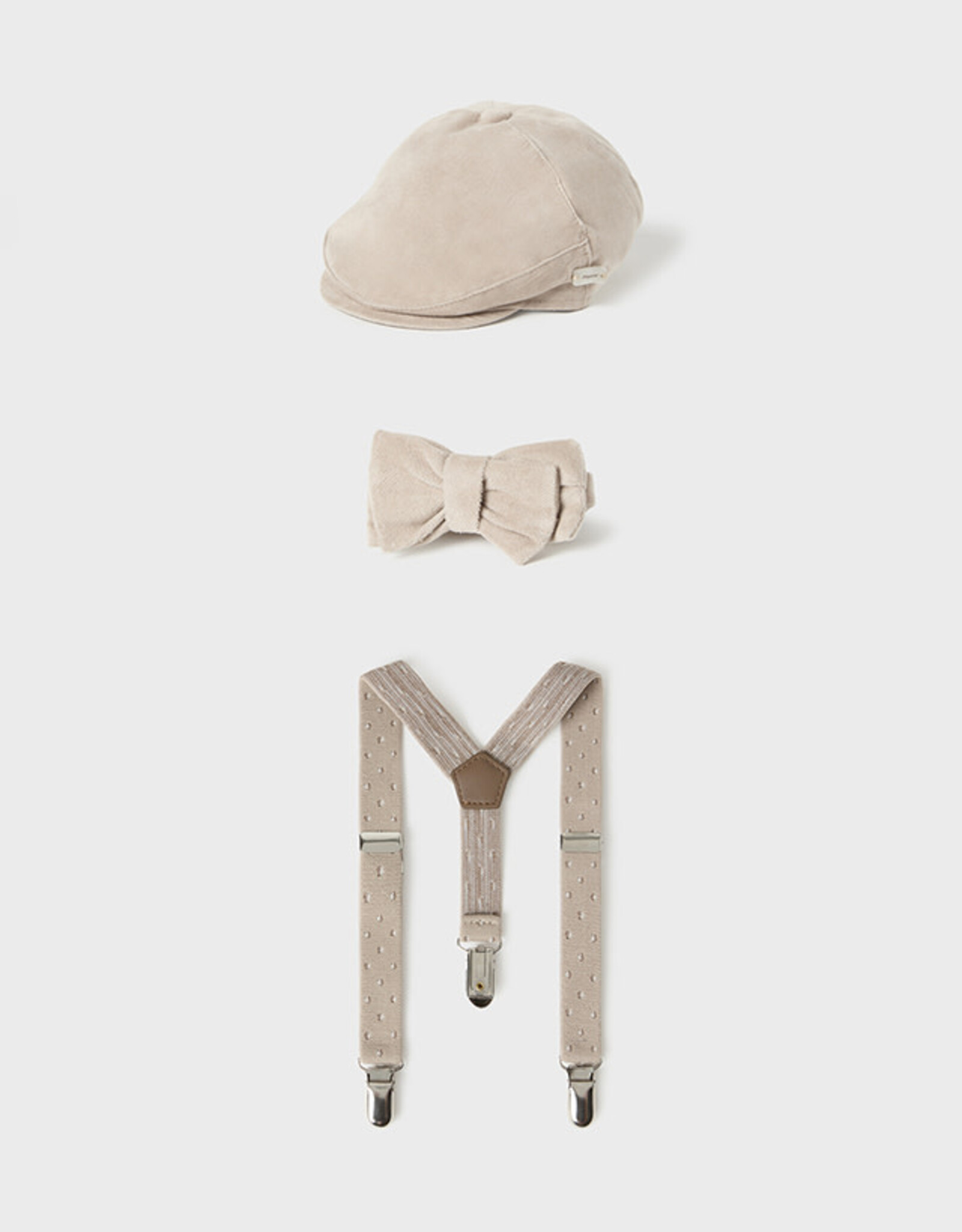 Mayoral Toasted Beret Suspenders Set