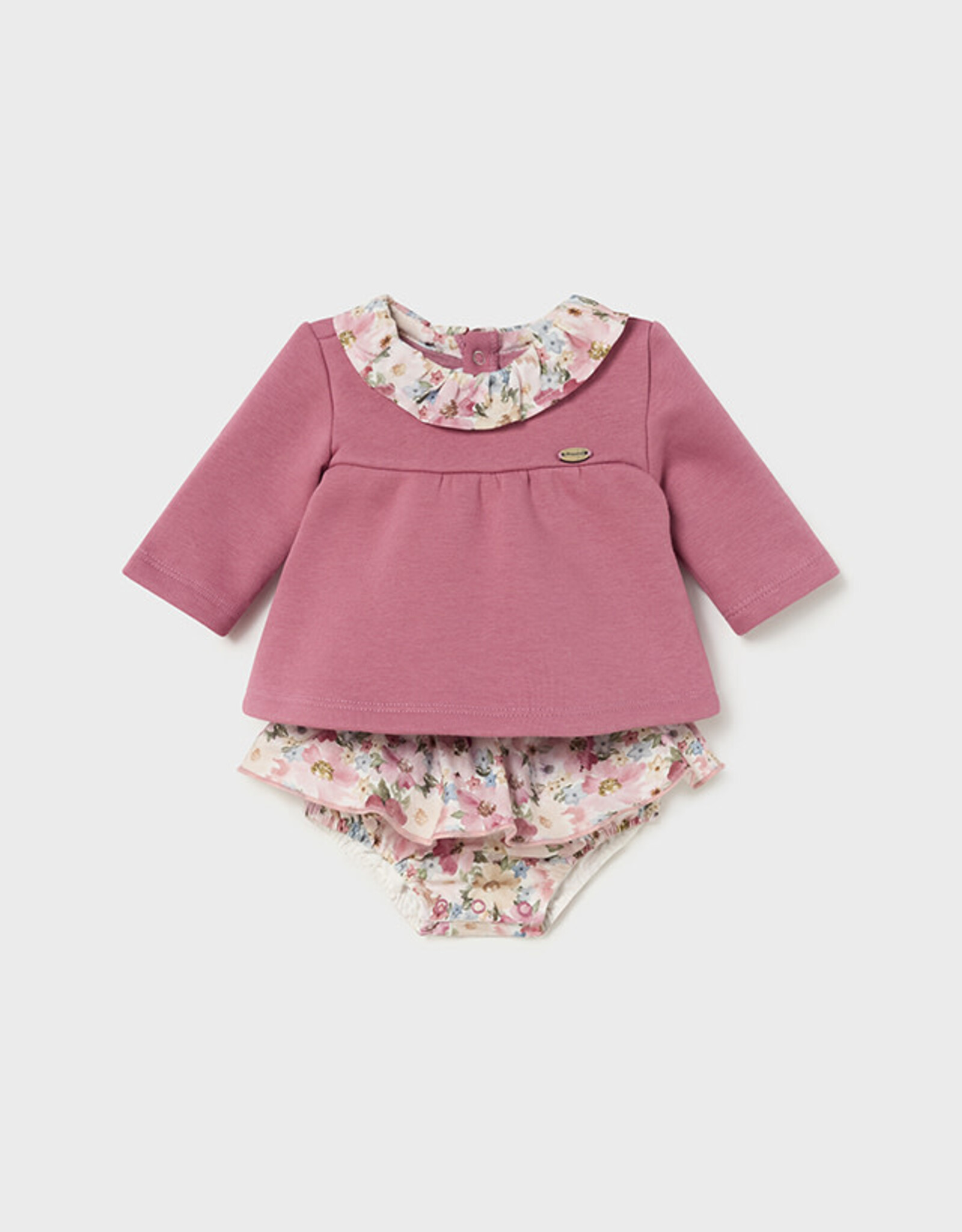 Mayoral Pink Plush Short Set with Collar