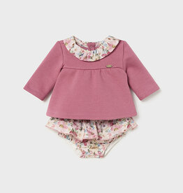 Mayoral Pink Plush Short Set with Collar