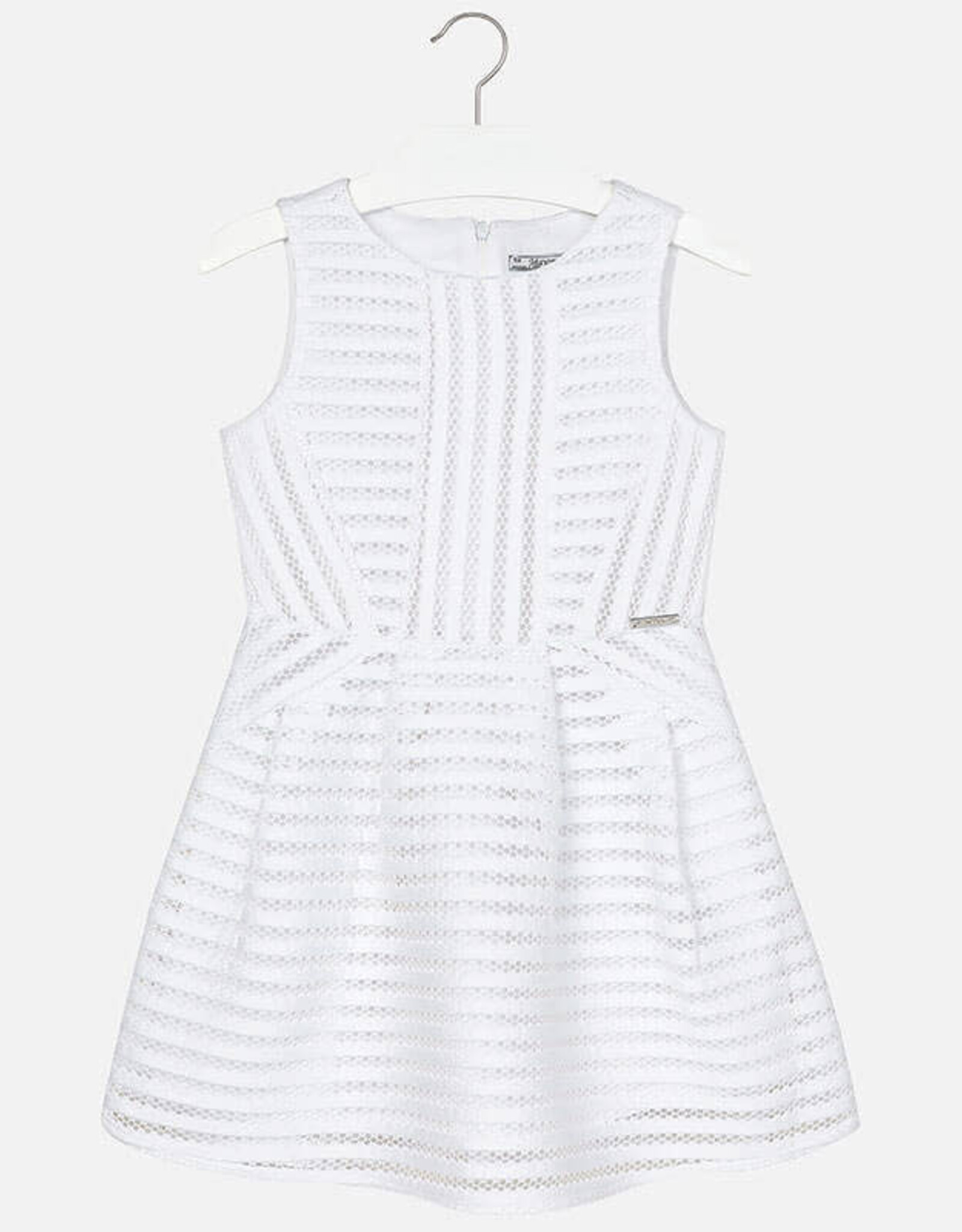 Mayoral White Honeycomb Lace Dress