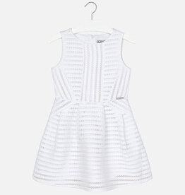 Mayoral White Honeycomb Lace Dress
