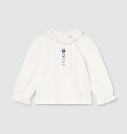 Mayoral Natural Knit Blouse with Floral Accent