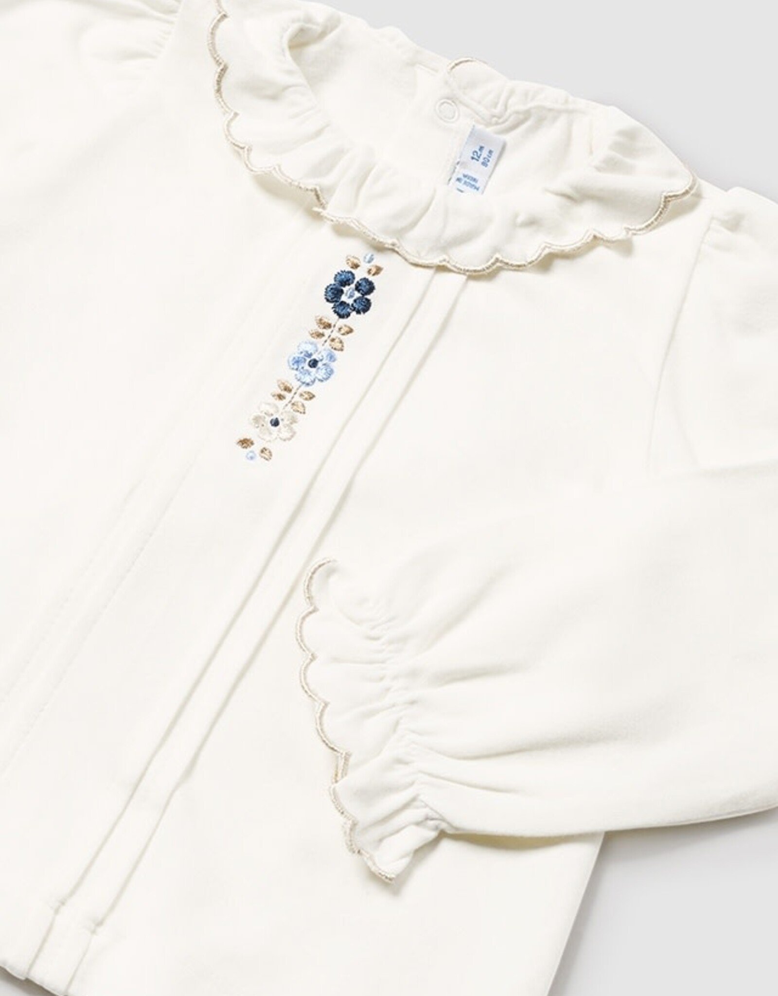 Mayoral Natural Knit Blouse with Floral Accent