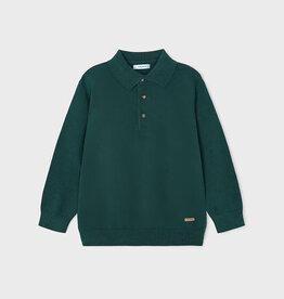 Mayoral Alpine Green Knit Long Sleeve Polo