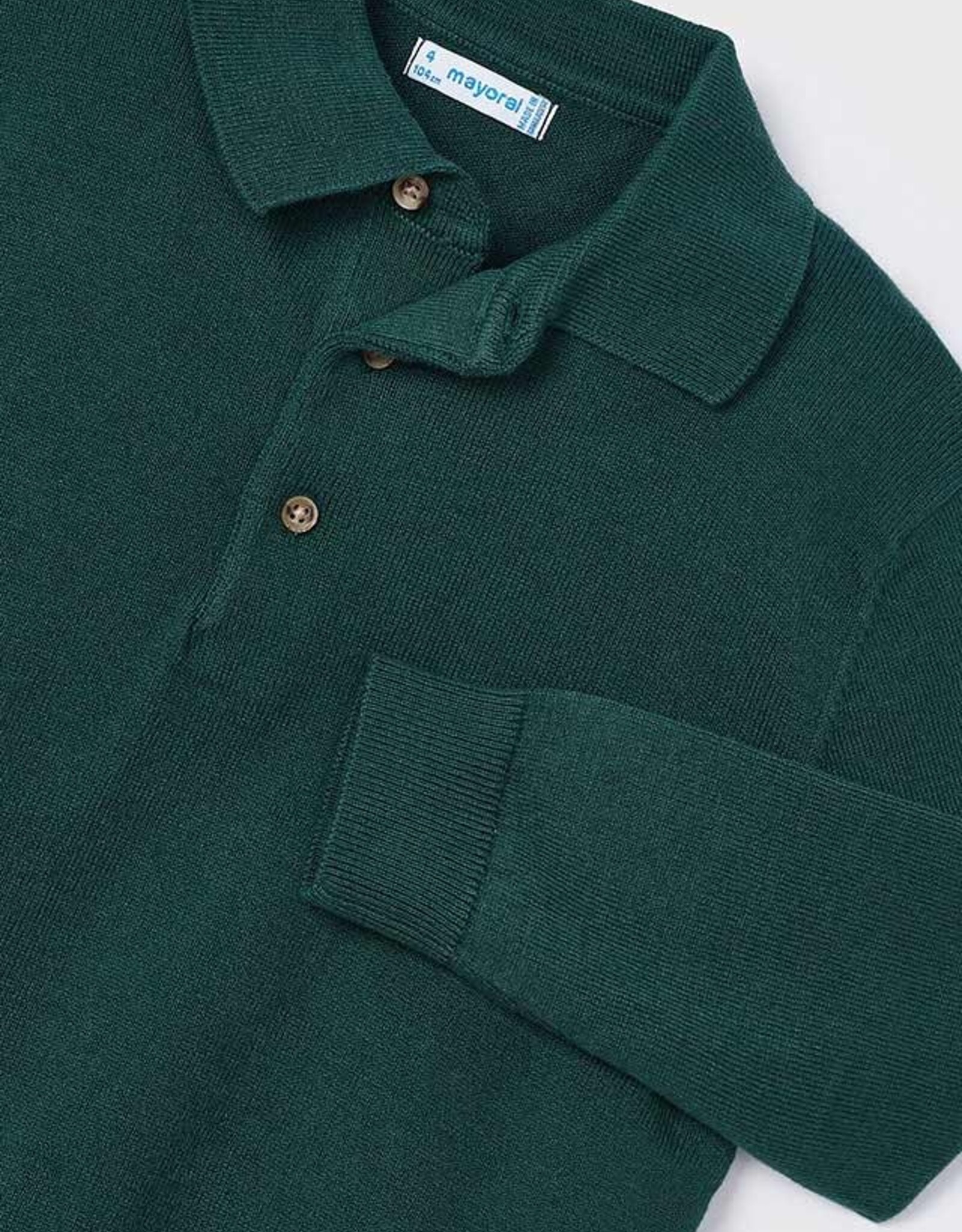 Mayoral Alpine Green Knit Long Sleeve Polo