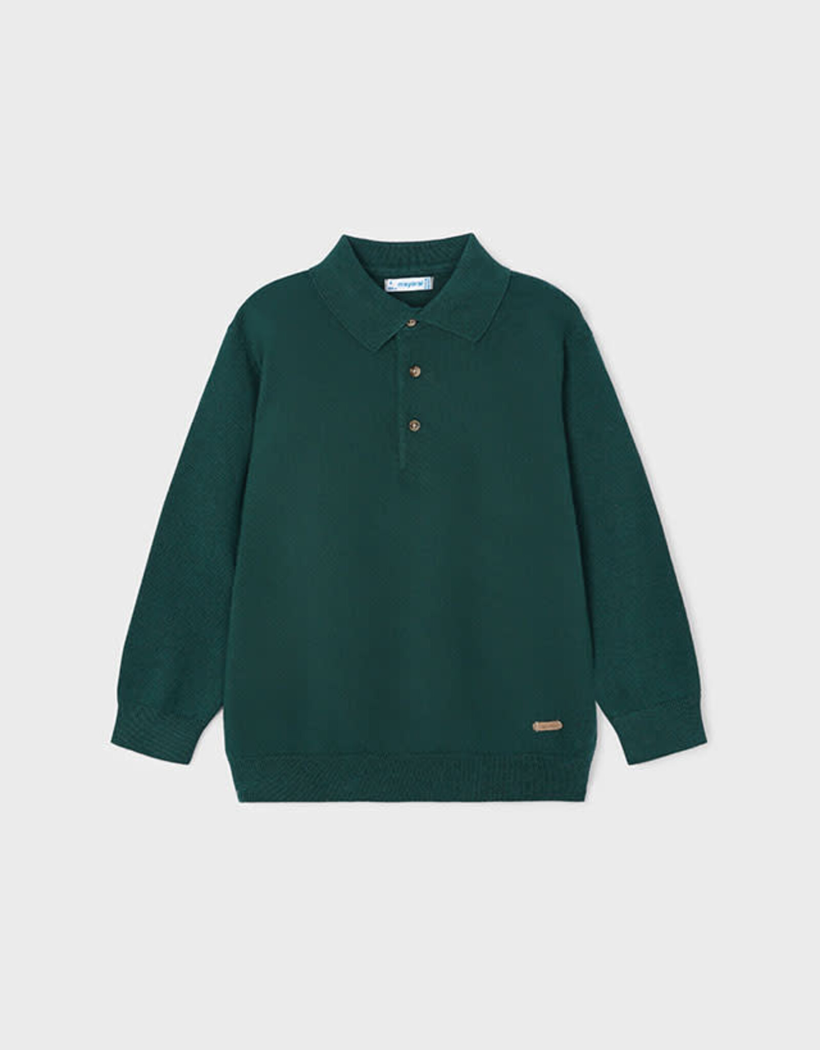 Mayoral Alpine Green Knit Long Sleeve Polo