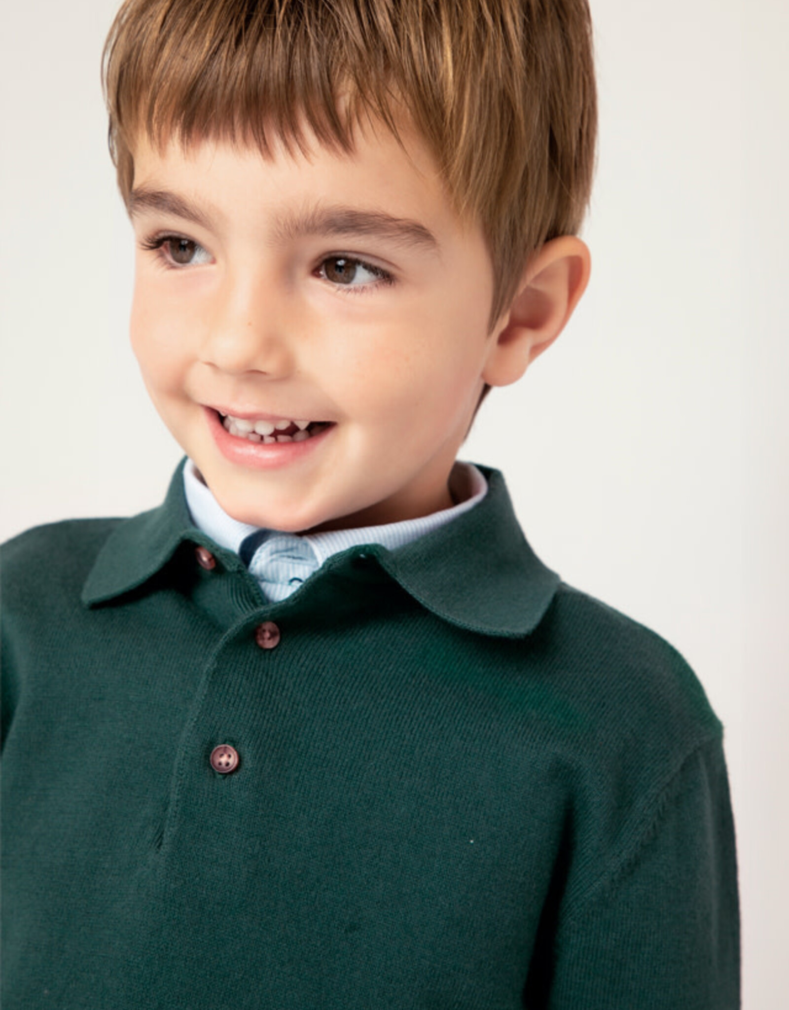 Mayoral Alpine Green Knit Long Sleeve Polo