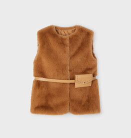 Mayoral Caramel Fur Vest with Belt
