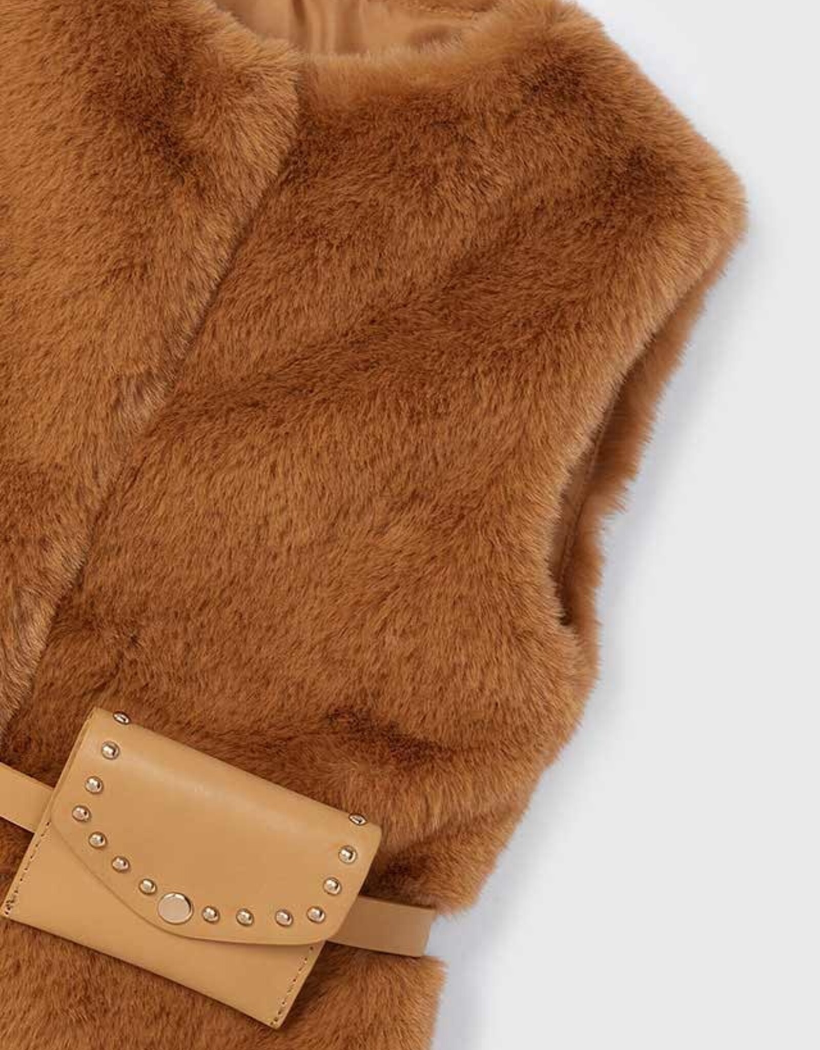 Mayoral Caramel Fur Vest with Belt