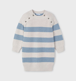 Mayoral Sky Blue Knit Stipes Dress