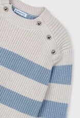 Mayoral Sky Blue Knit Stipes Dress