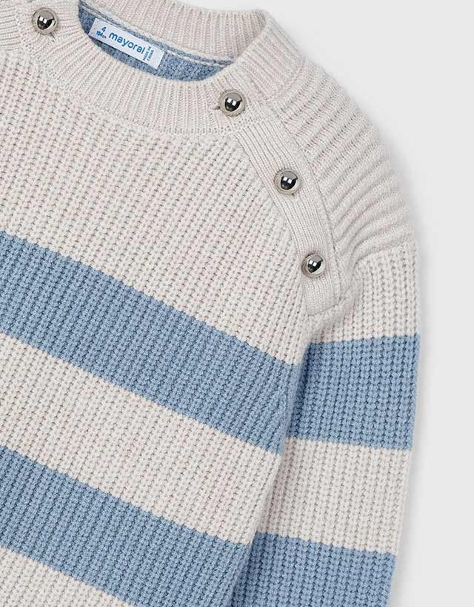 Mayoral Sky Blue Knit Stipes Dress