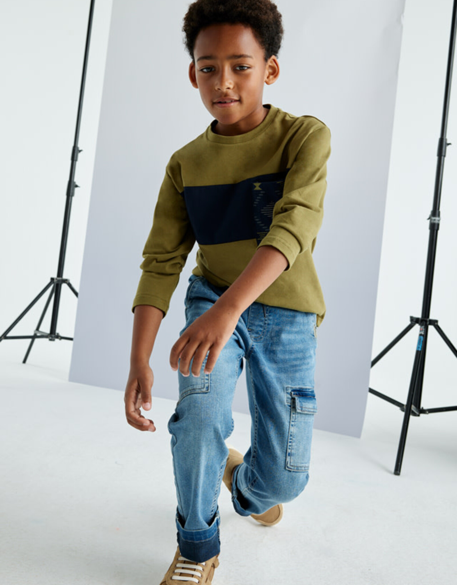 Mayoral Khaki Contrast Long Sleeve
