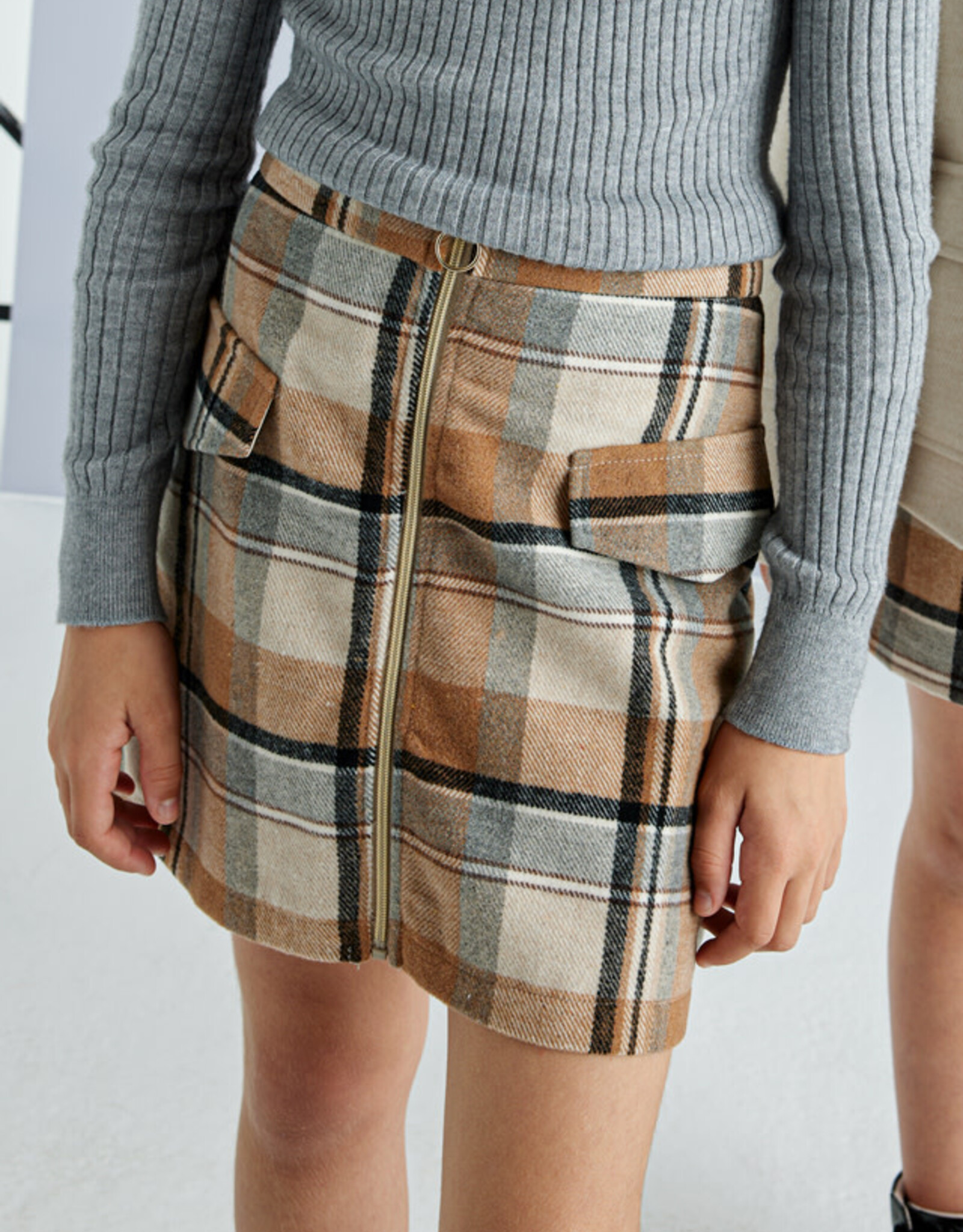 Mayoral Cinammon Check Skirt