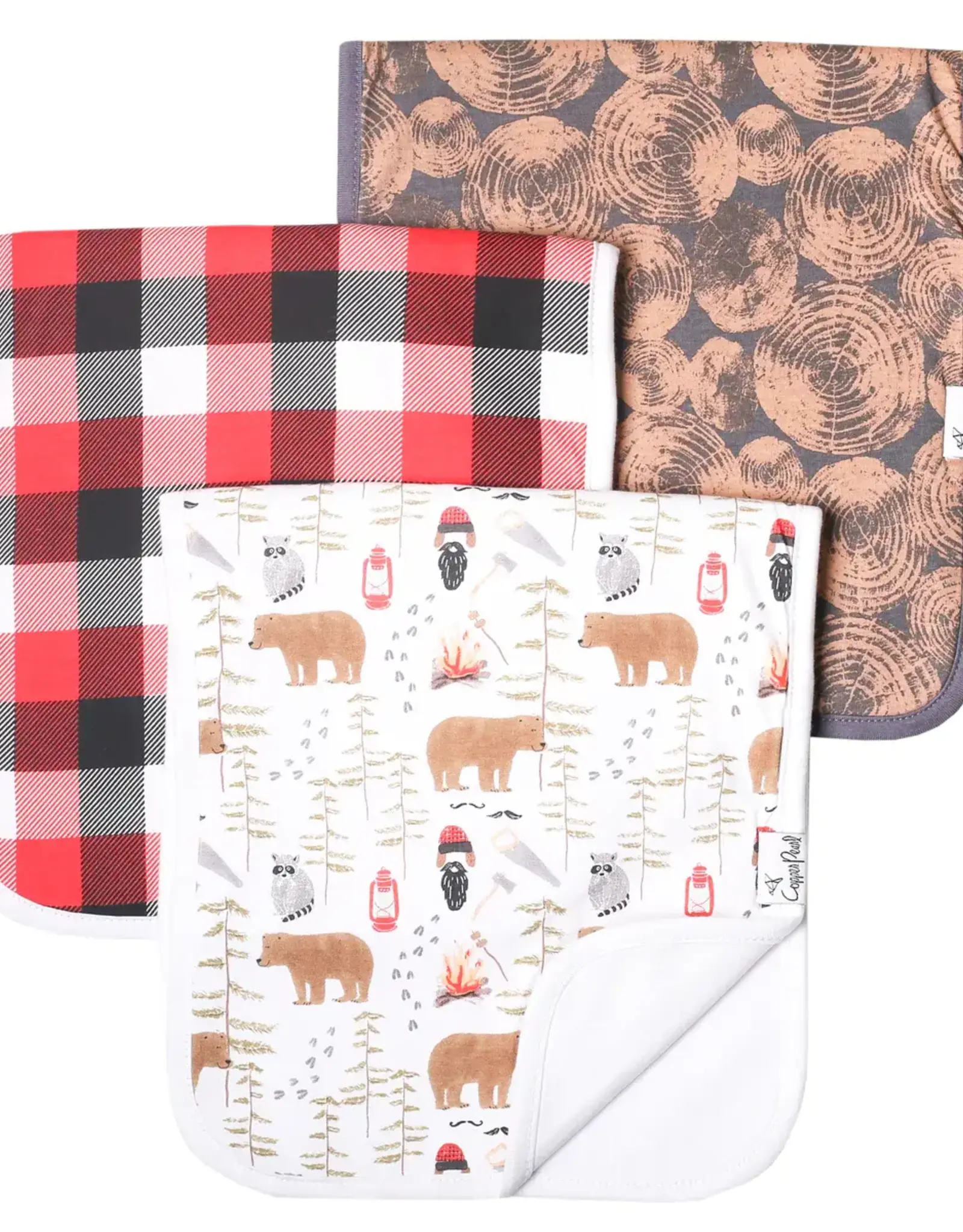 Copper Pearl Lumberjack Burp Cloths