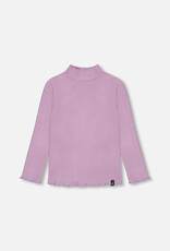 Deux Par Deux Lupine Rib Mock Neck Long Sleeve