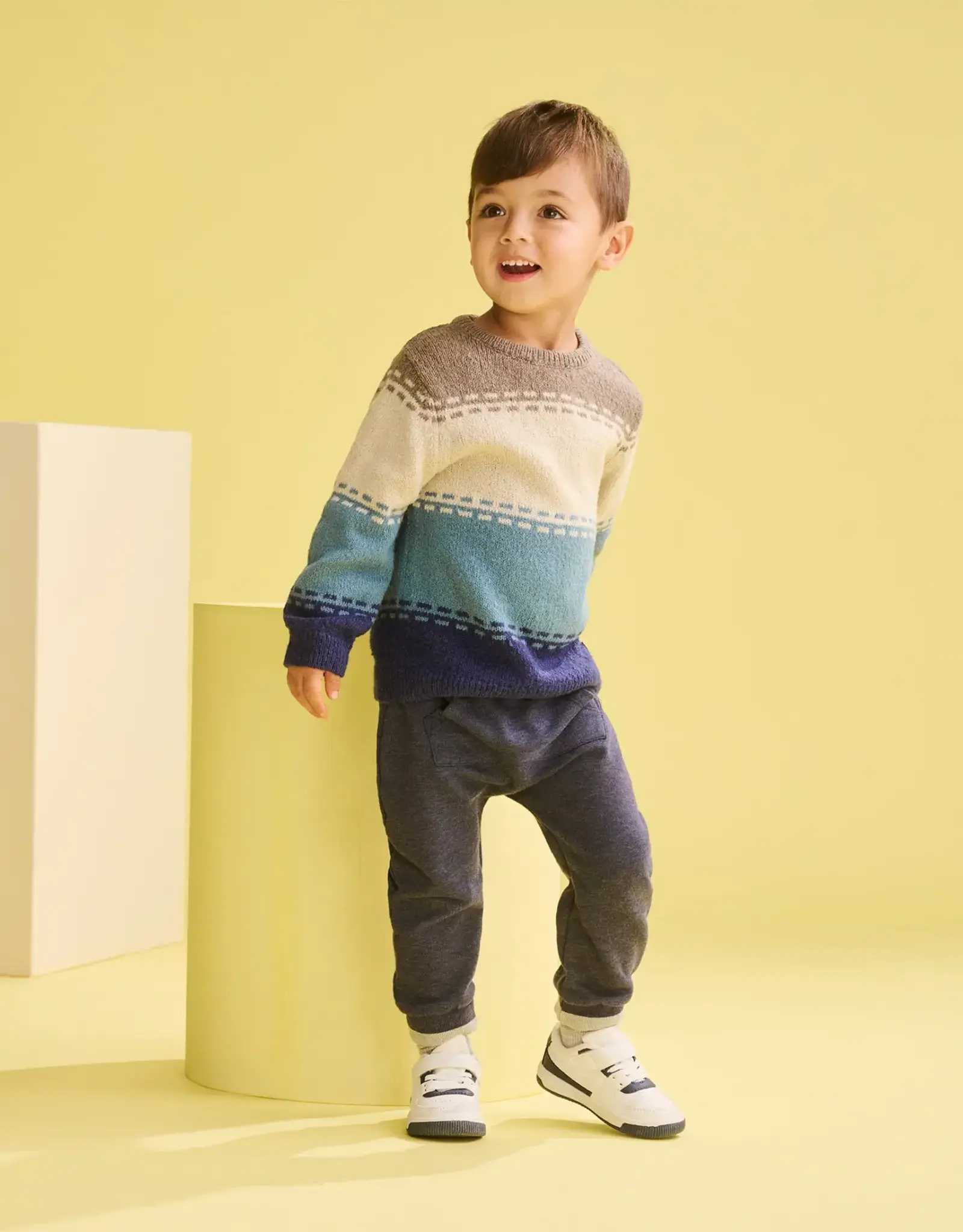 Hatley Blue Combo Crew Neck Knit Sweater
