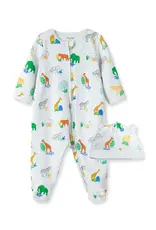 Little Me Bright Safari Zip Footie and Hat