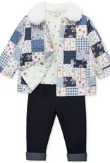 Little Me Blue/Pink Patchwork Jacket 3pc Set