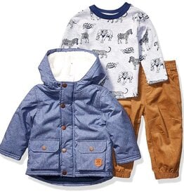 Little Me Two Tone Blue Hooded Jacket Set