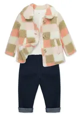 Little Me Pink Check Sherpa Jacket Set