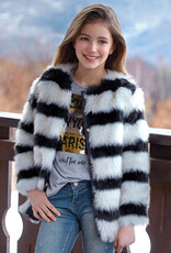 Mayoral Striped Faux Fur Jacket