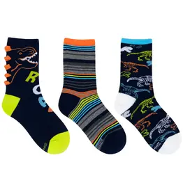 Robeez Roaring Dino Crew 3pr Socks