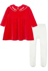 Little Me Embroidered Velour Dress Set