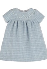 Casero Emb Blue Tweed Float Dress