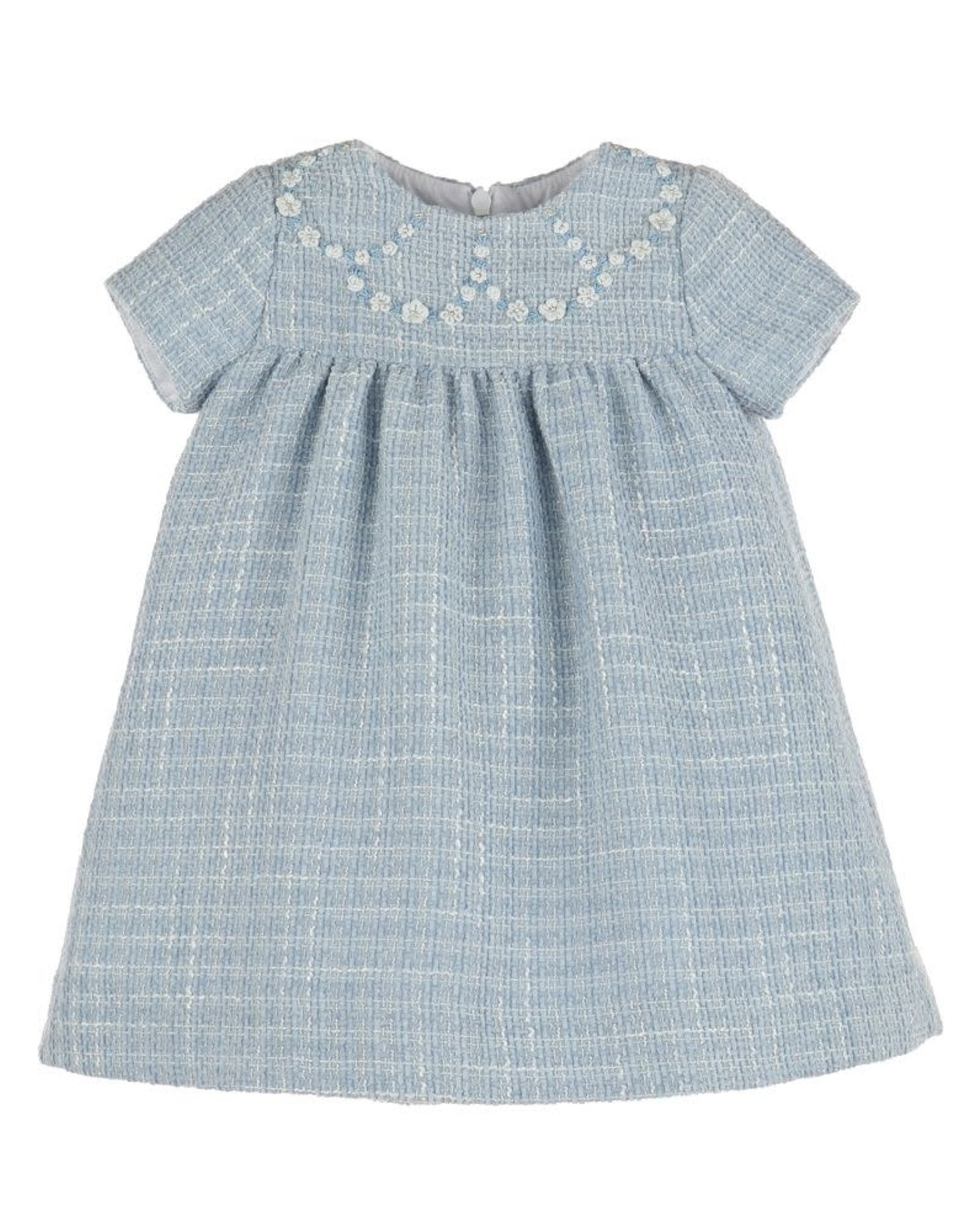 Casero Emb Blue Tweed Float Dress