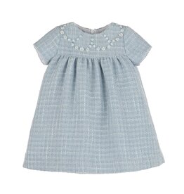 Casero Emb Blue Tweed Float Dress