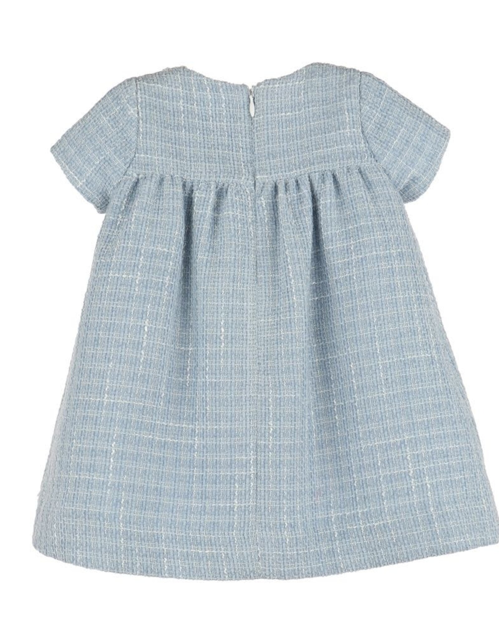 Casero Emb Blue Tweed Float Dress