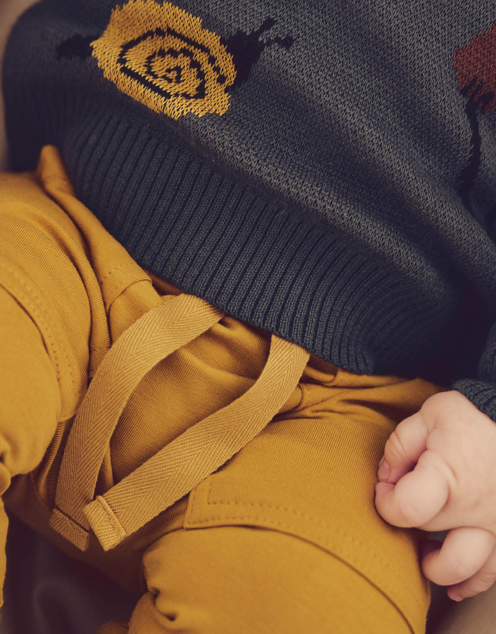 Green Cotton Cozy me big pocket pants baby