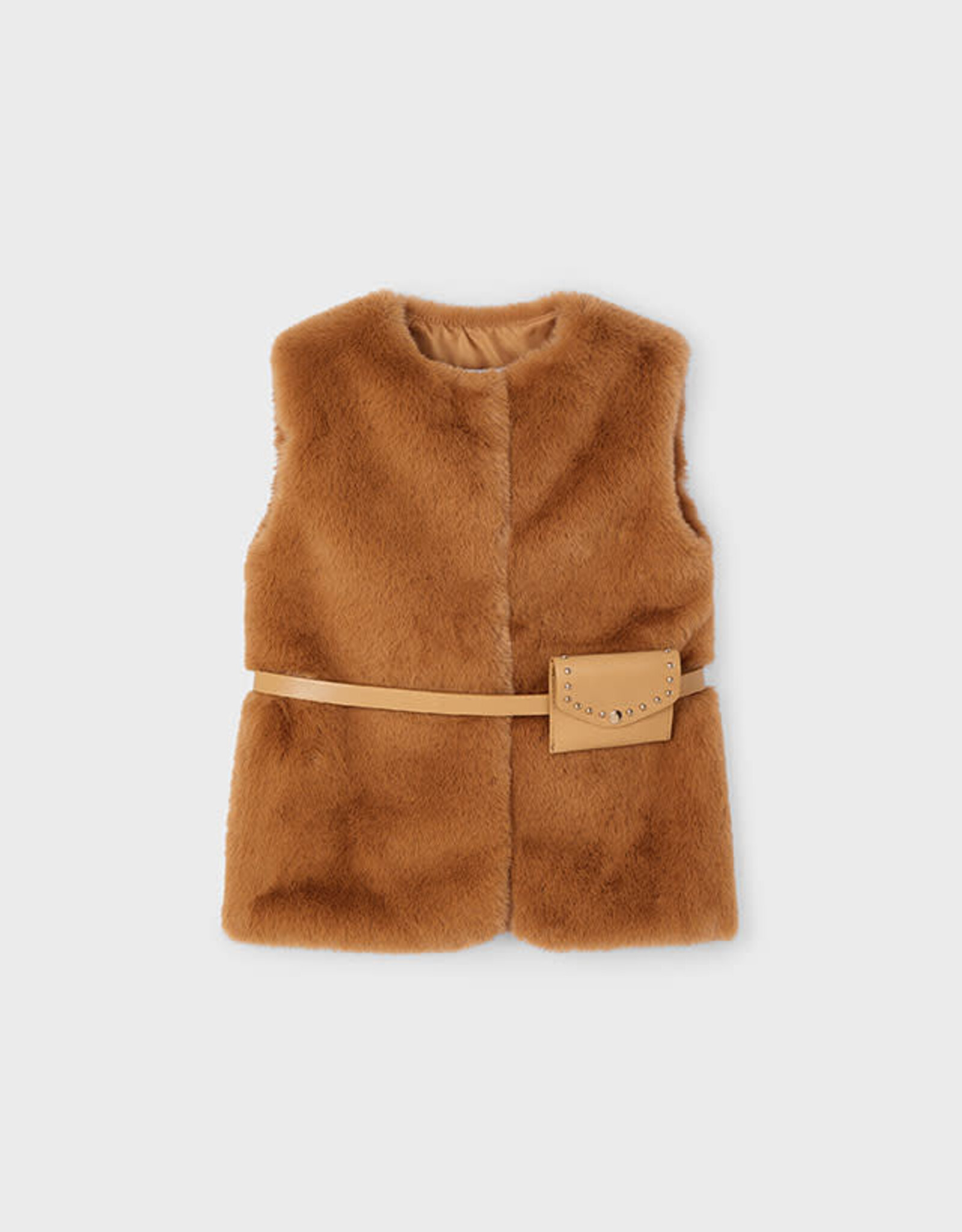 Mayoral Caramel Fur Vest with Belt