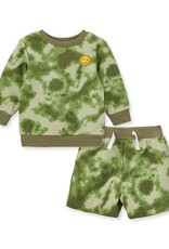 Little Me Happy Green Tie Dye Active Set