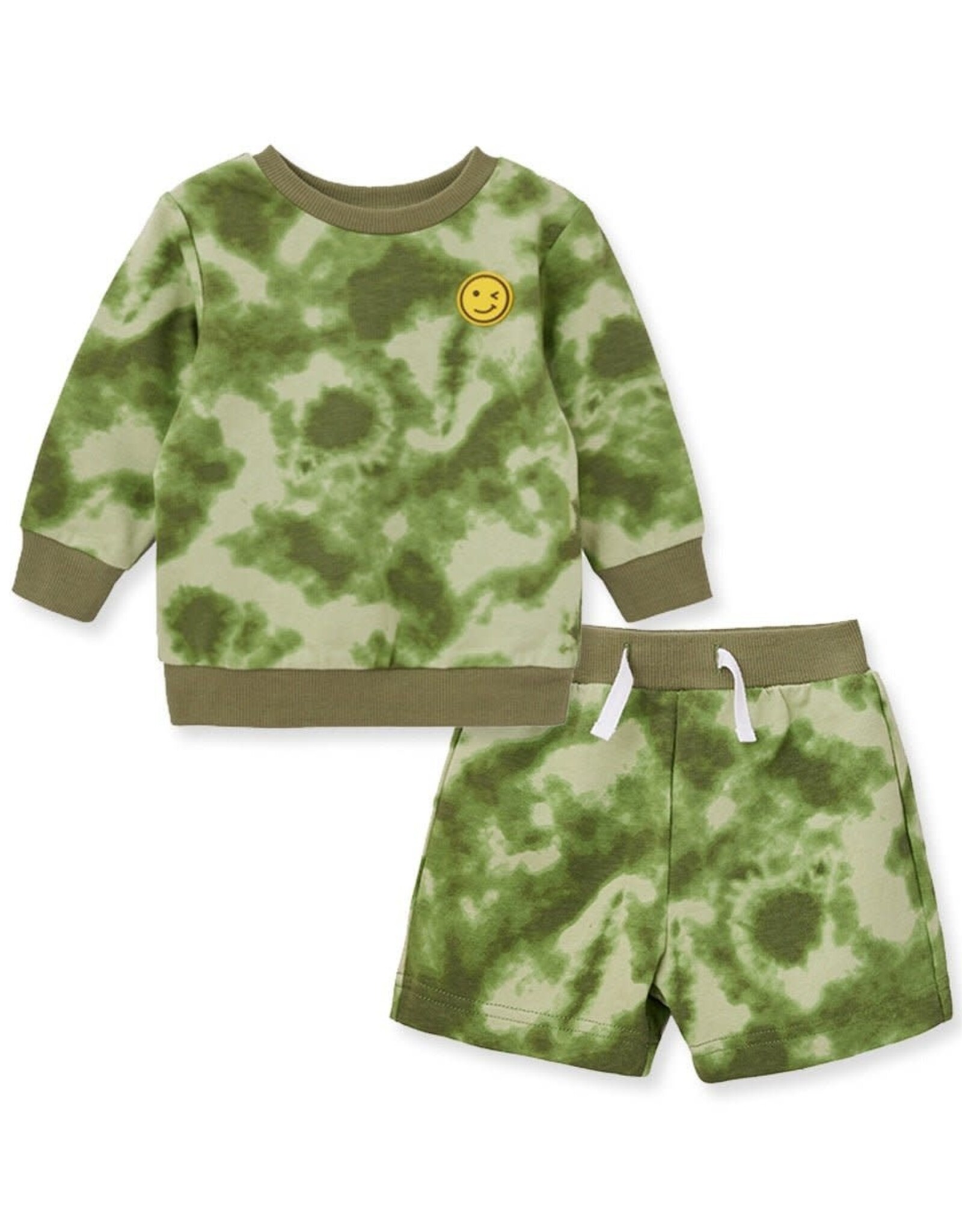 Little Me Happy Green Tie Dye Active Set
