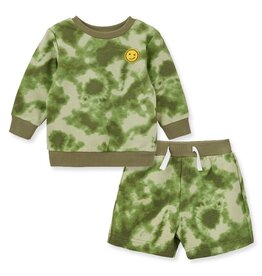 Little Me Happy Green Tie Dye Active Set