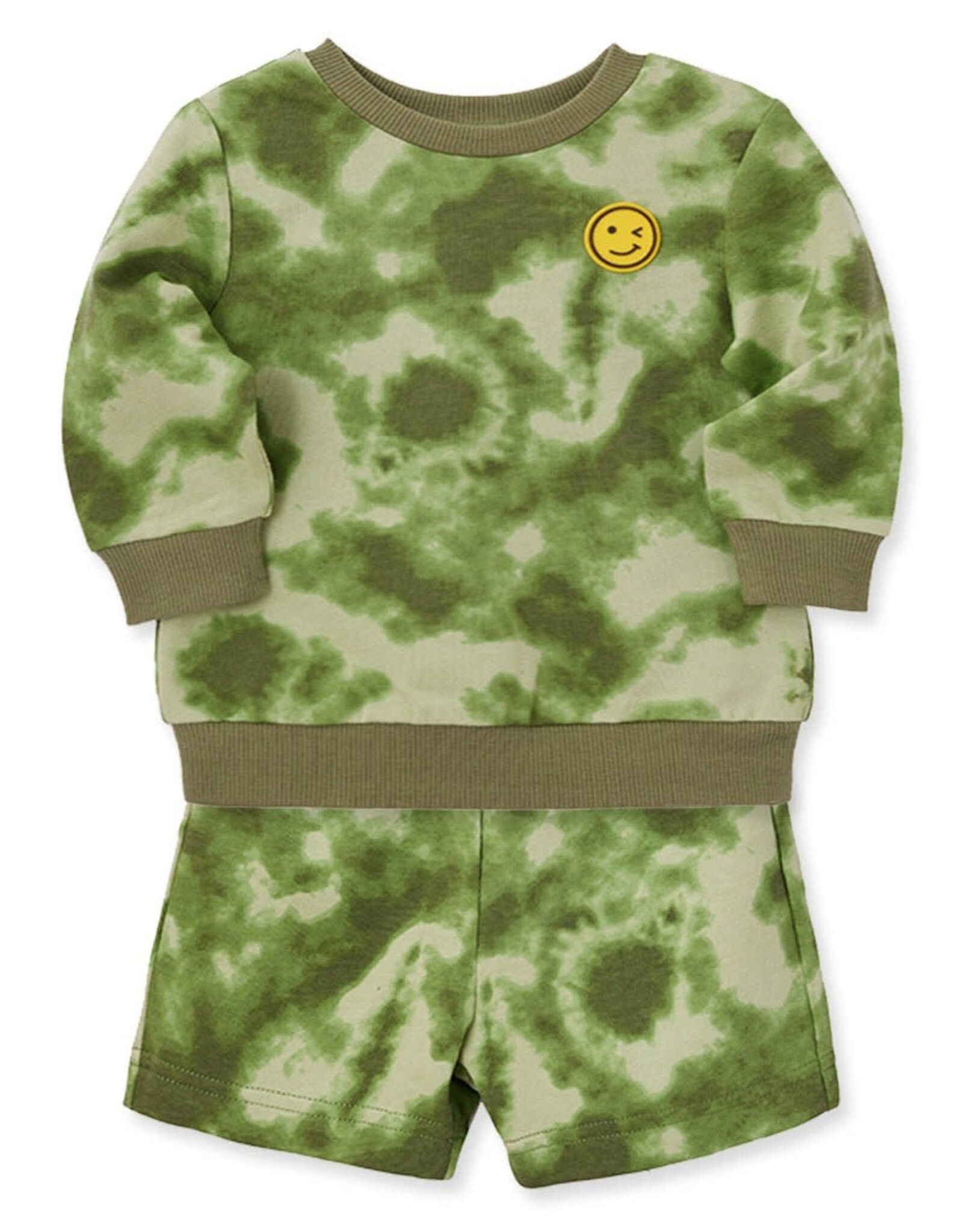 Little Me Happy Green Tie Dye Active Set
