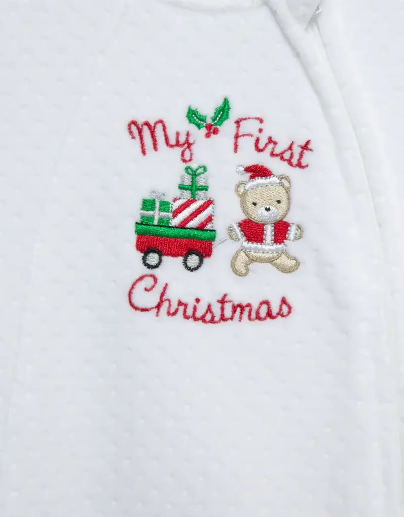 Little Me Holly Bear Velour 2-way Zip Footie