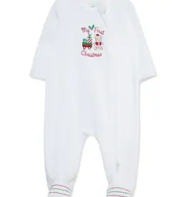 Little Me Holly Bear Velour 2-way Zip Footie