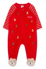 Little Me Toy Bear Velour 2-way Zip Footie