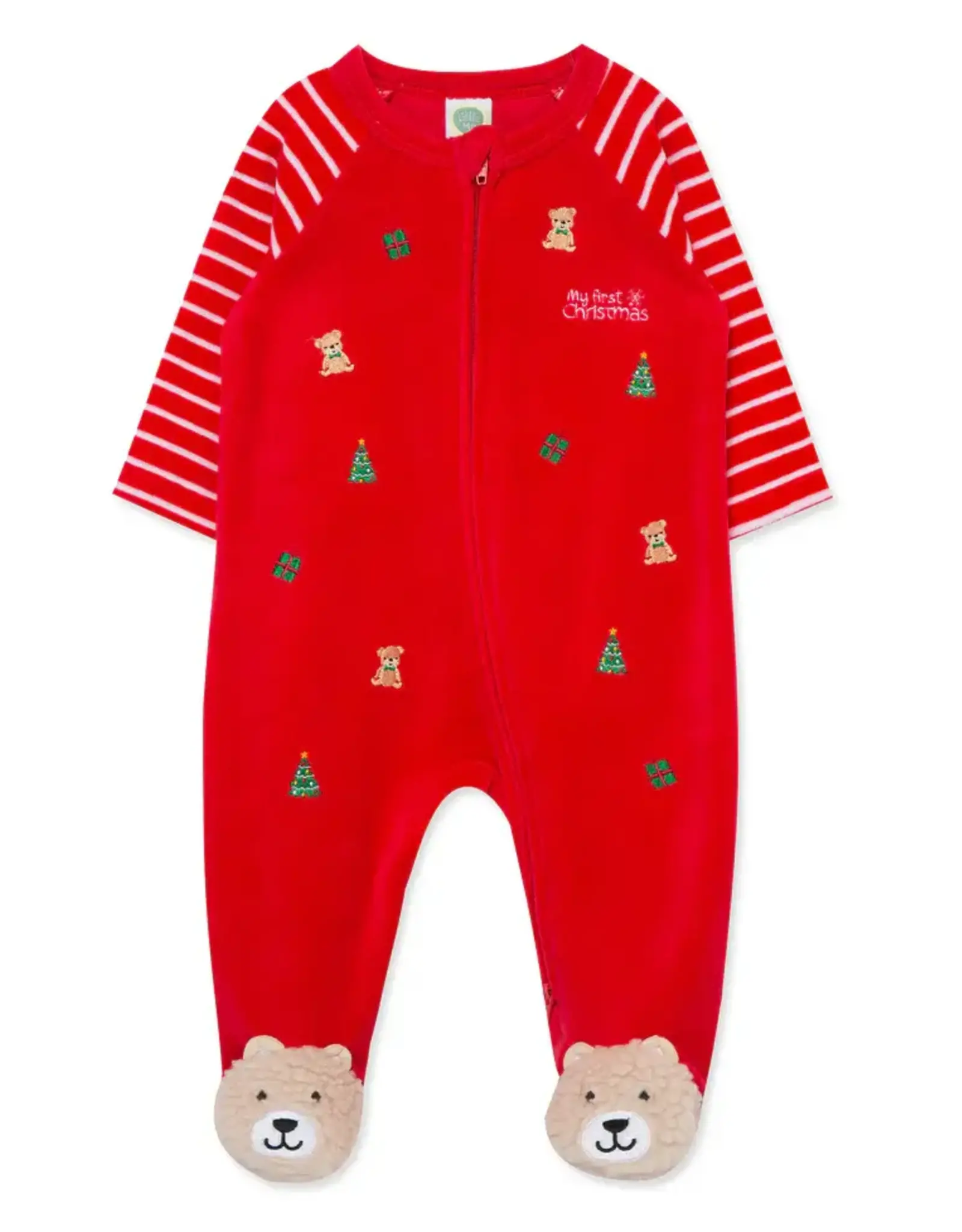 Little Me Toy Bear Velour 2-way Zip Footie