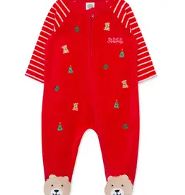 Little Me Toy Bear Velour 2-way Zip Footie