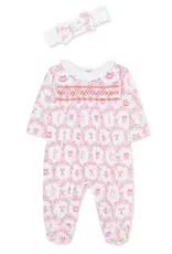 Little Me Festive Toile Footie & Headband