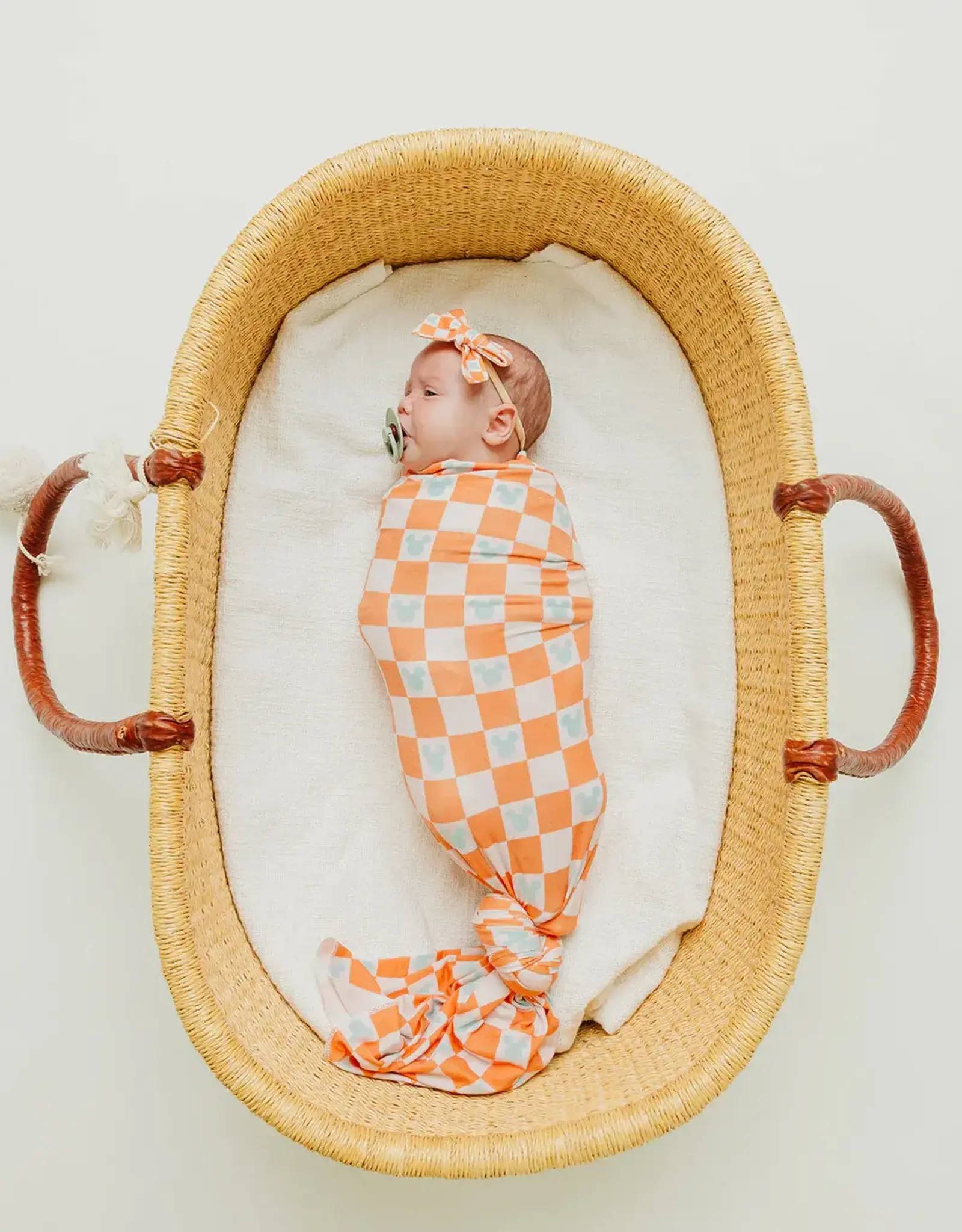 Copper Pearl Mickey Mouse Check Swaddle Blanket