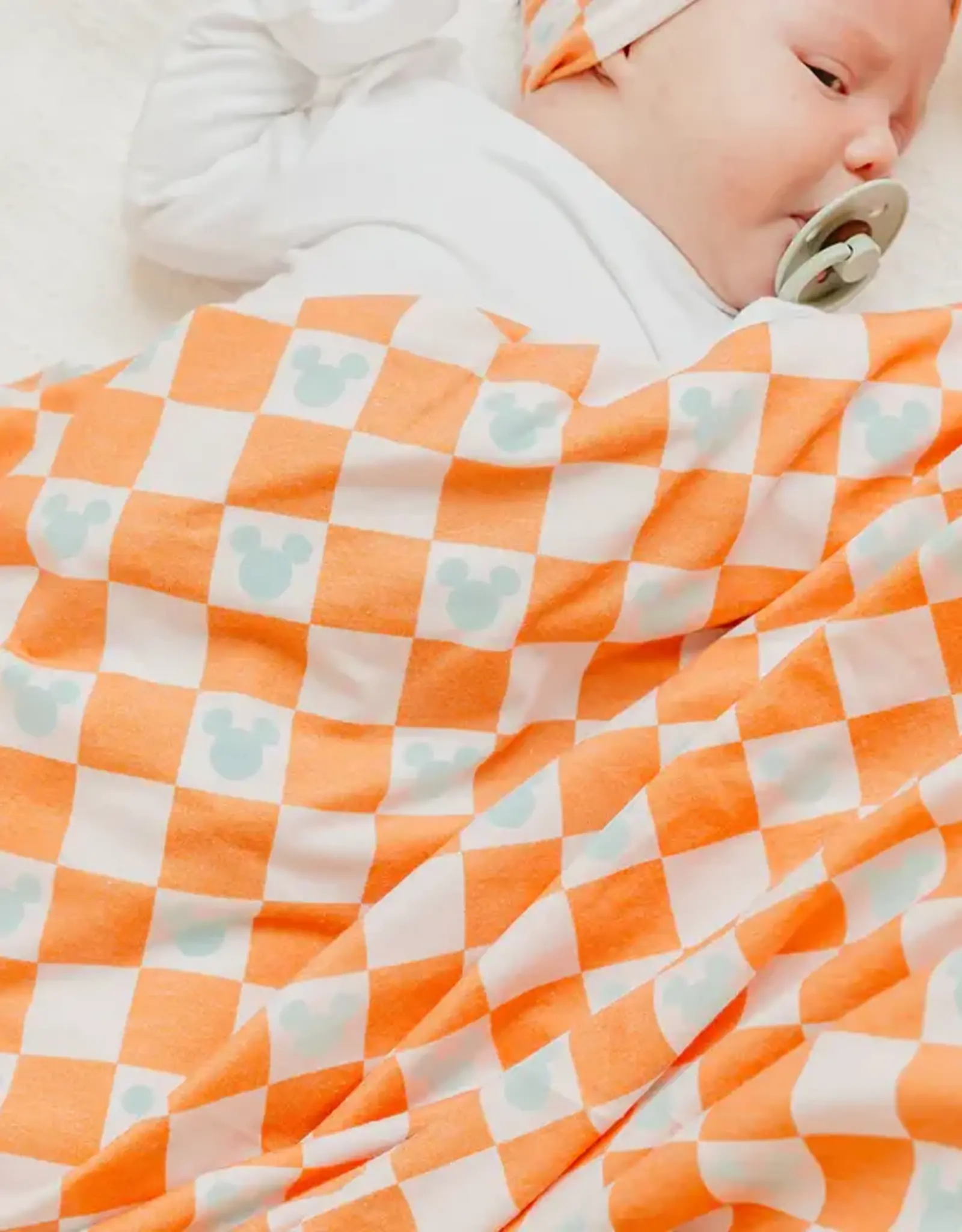 Copper Pearl Mickey Mouse Check Swaddle Blanket