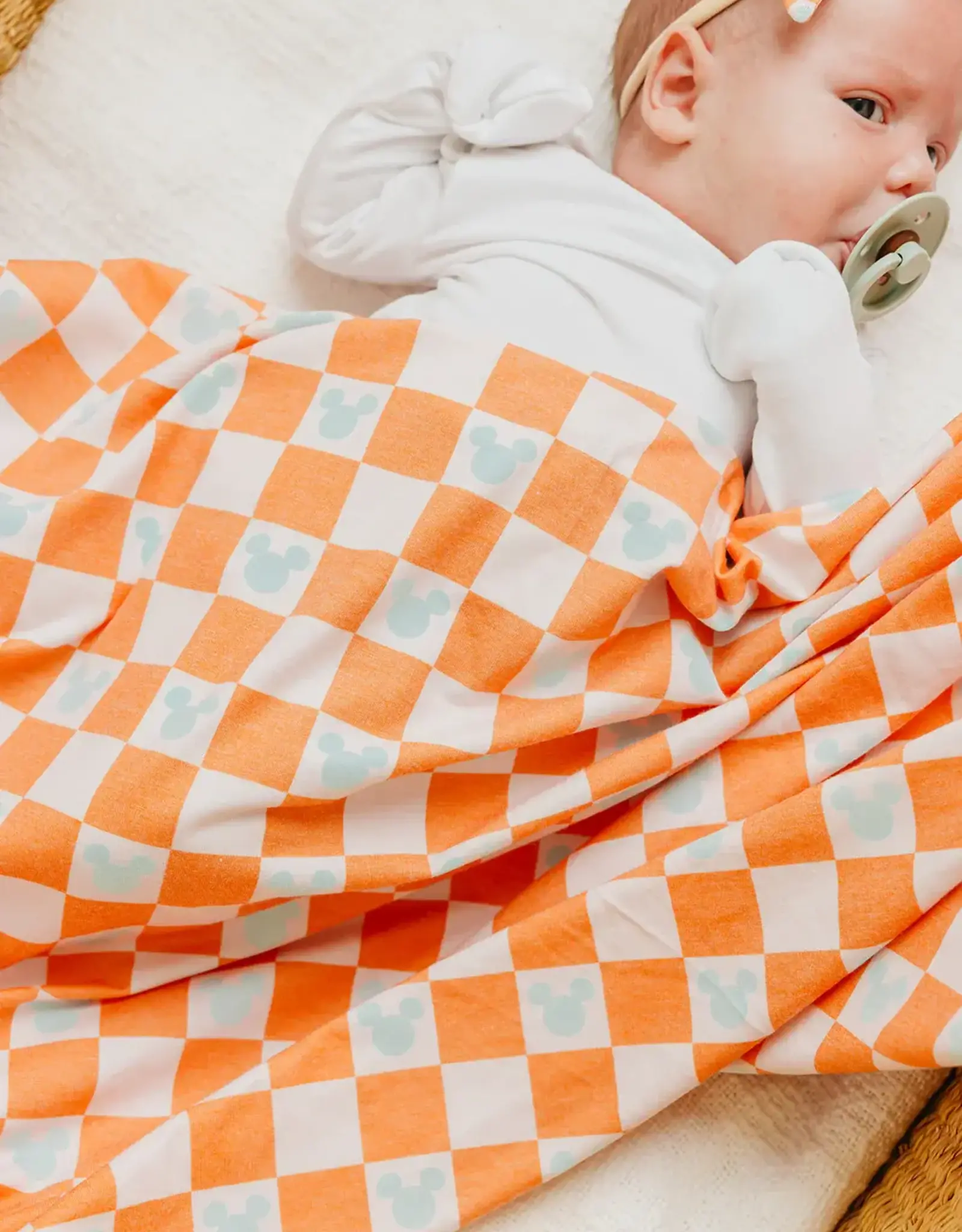 Copper Pearl Mickey Mouse Check Swaddle Blanket