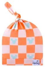 Copper Pearl Mickey Mouse Check Top Knot Hat 0-4m